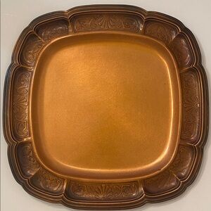 Vintage Albert Gilles Solid Copper Lacquered Finished Scalloped Tray. 11.5"